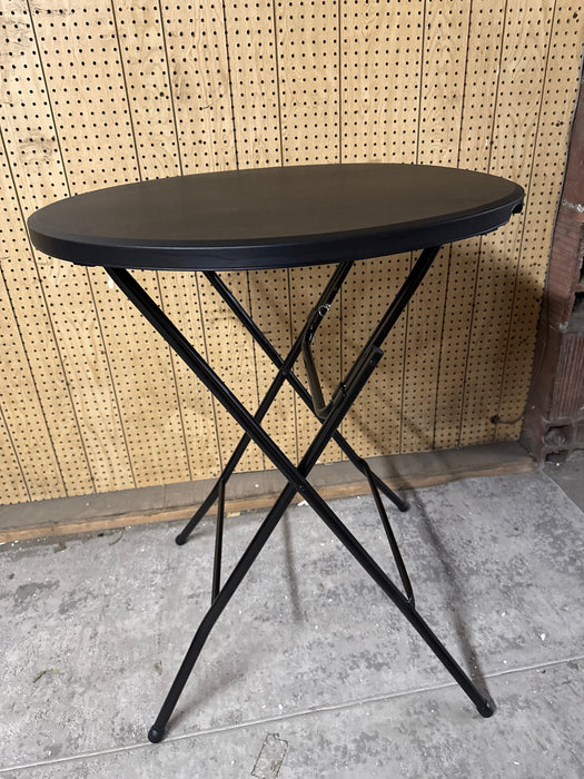 Byliable 32in Cocktail Table Folding High Top, Round Portable Plastic Bar Height Table for Parties,Patio,Dining Room, Banquet, Indoor Outdoor, Black - new