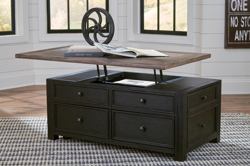 Tyler Creek Grayish Brown/Black Lift Top Cocktail Table