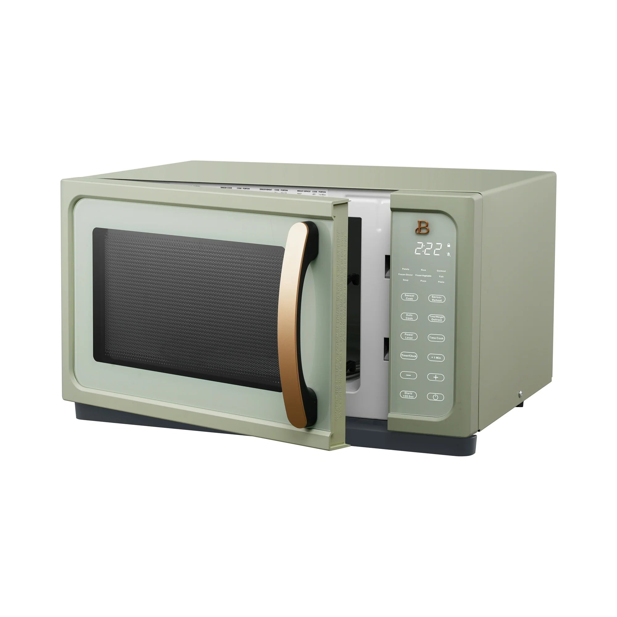 Beautiful 1.1 Cu ft 1000 Watt, Sensor Microwave Oven, Sage Green by Drew Barrymore, New - new