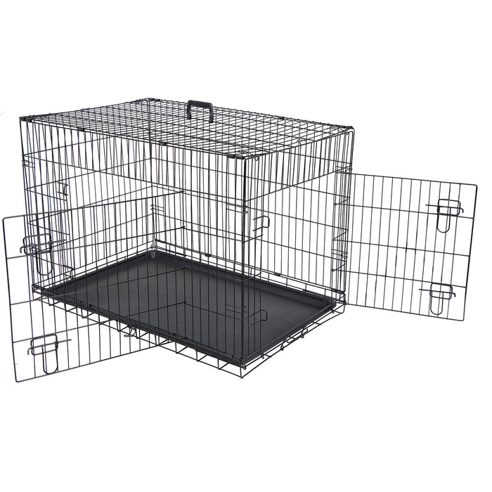 HomGarden 36 Foldable Dog Crate Steel Pet Kennel Double Door Medium Dog Cage - open_box
