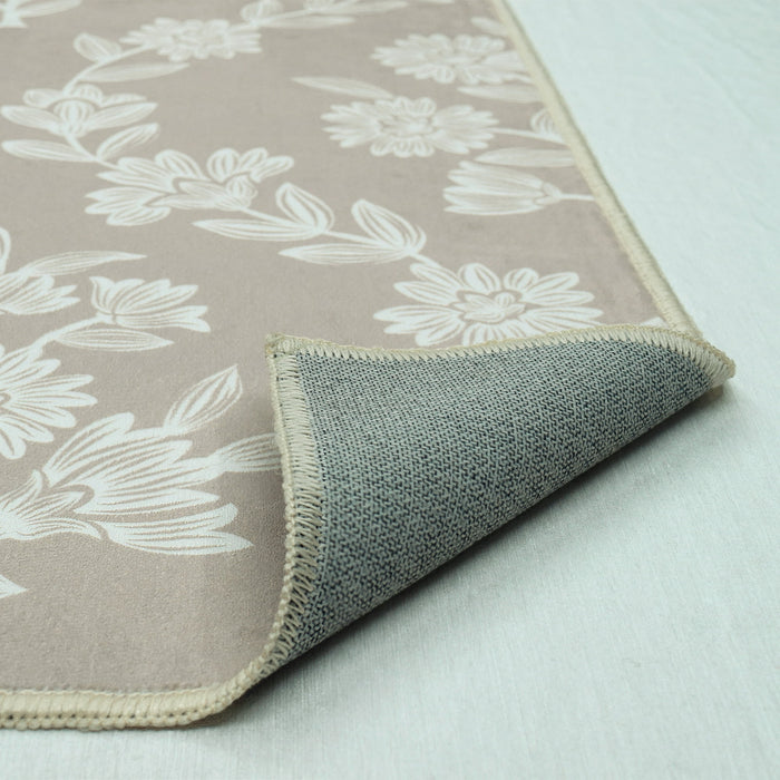 My Texas House Taupe Flower Damask Machine Washable Indoor Area Rug, 7'6" x 9'5" - new