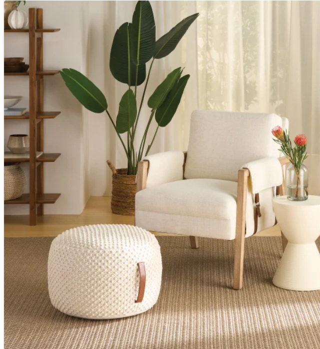 Nourison Cotton Woven Looped Pouf - use_like_new