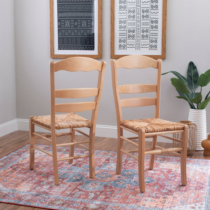 linon richlee dining chair with rush seat, set of 2, natural (please be advised that sets may be missing pieces or otherwise incomplete) - new