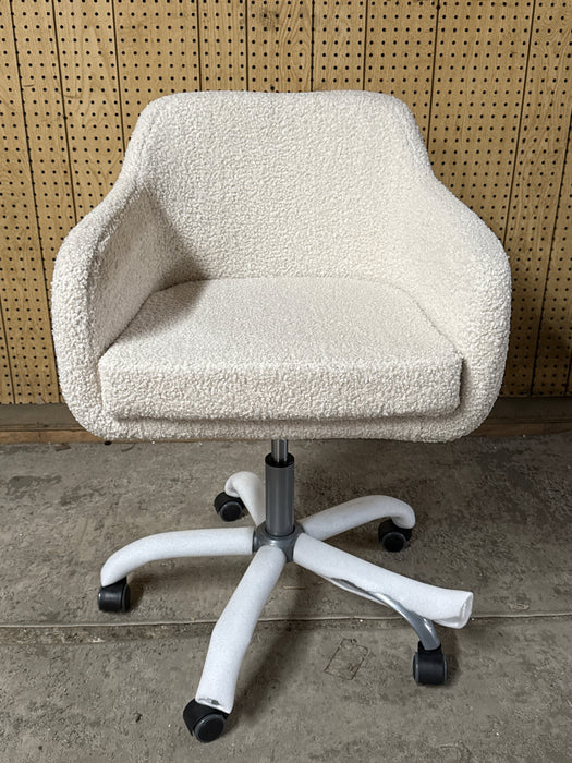 Linon Bannock Mid Back Task Chair with Adjustable Height and Swivel, Silver/White Sherpa - new