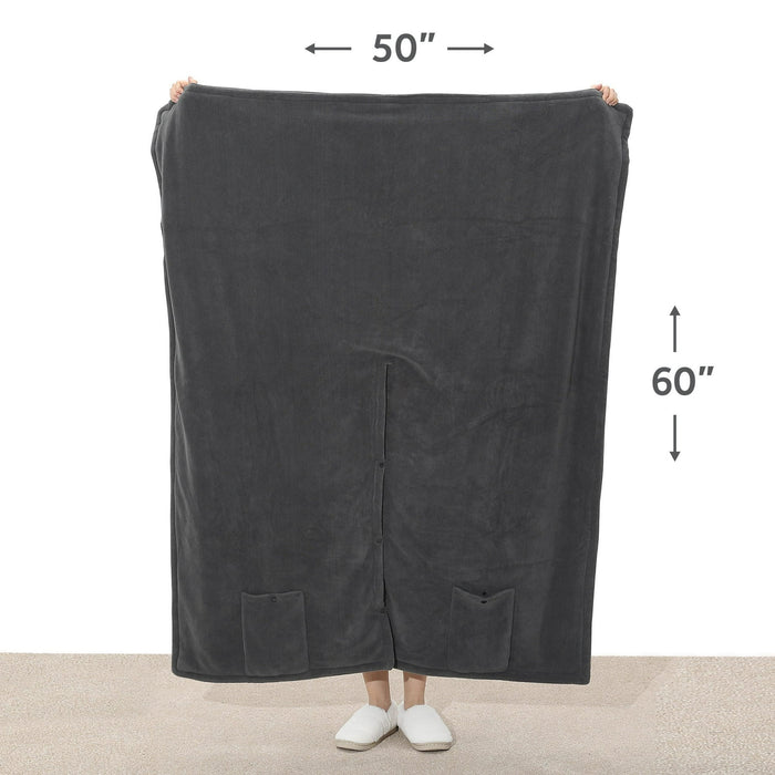 Sunbeam On-the-Go Cordless Heated Throw Blanket Microplush Gray 4 Heat Settings 50" x 60" - new
