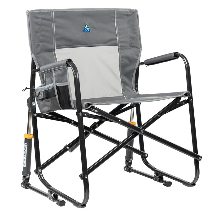 GCI Outdoor Freestyle Rocker XL Oversized Foldable Rocking Camp Chair, Pewter - new