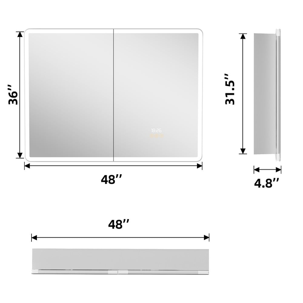 Aluminum LED Bathroom Medicine Cabinet with Mirror,Recessed or Wall-mounted,Defogger,Built-in power and USB - open_box