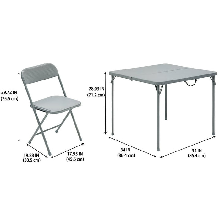 Mainstays 5 Piece Resin Card Folding Table and Four Folding Chairs Set, Gray - new