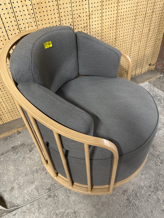 Better Homes & Gardens Lillian Swivel Birdcage Accent Chair, Charcoal Linen - open_box