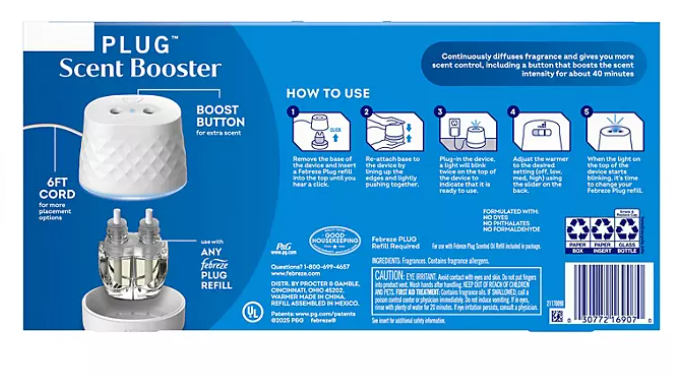 Febreze PLUG Scent Booster Kit, CALM Lavender + Vanilla Bean and April Fresh, 1 Device + 3 Refills - open_box