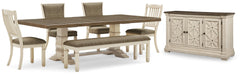Bolanburg Antique White Bolanburg Dining Table and 4 Chairs and Bench with Storage