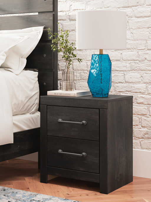Delmorta Dark Gray Two Drawer Night Stand