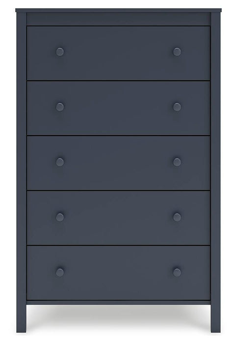 Simmenfort Navy Blue Five Drawer Chest