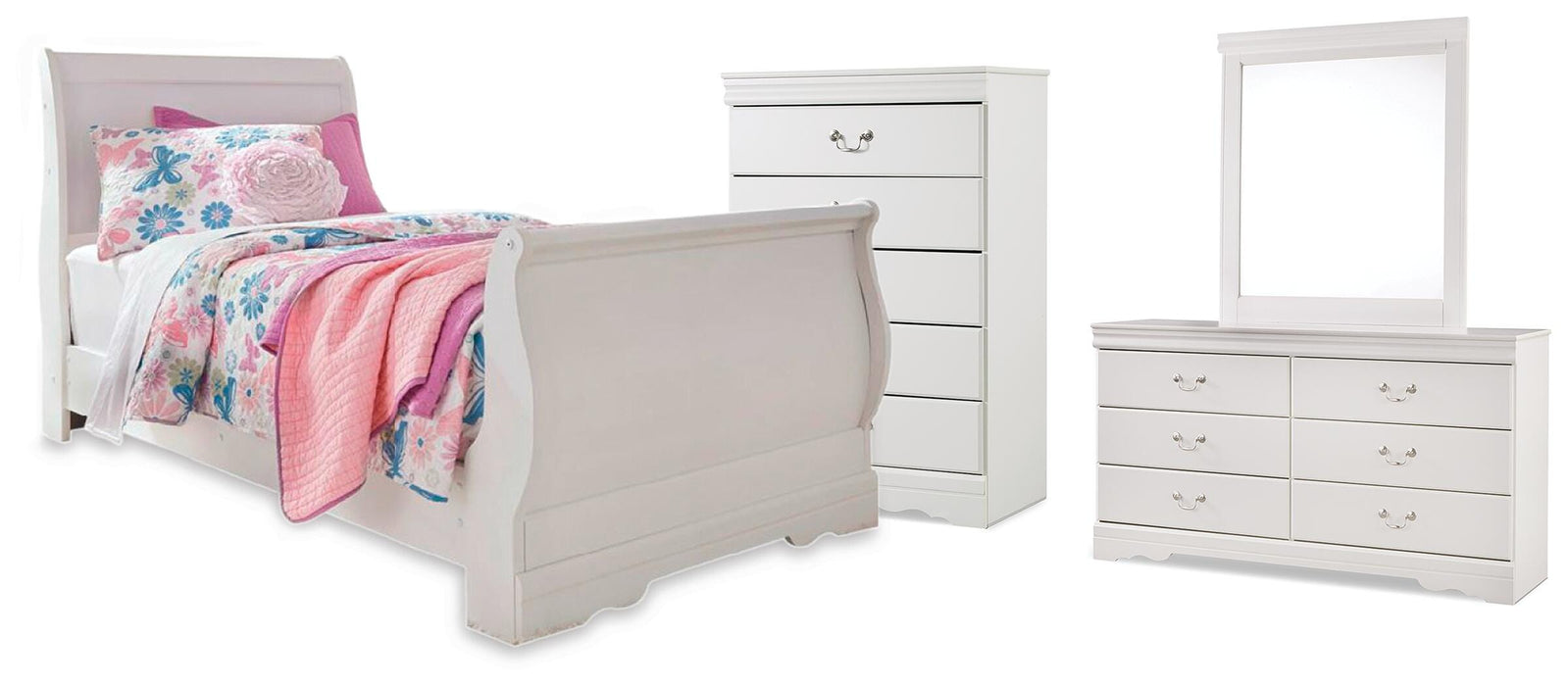 Anarasia White Sleigh Bedroom Collection