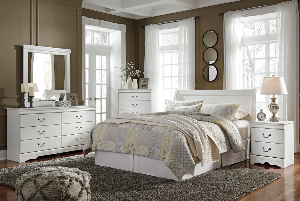 Anarasia White Anarasia Queen Sleigh Headboard, Dresser, Mirror, Chest and Nightstand