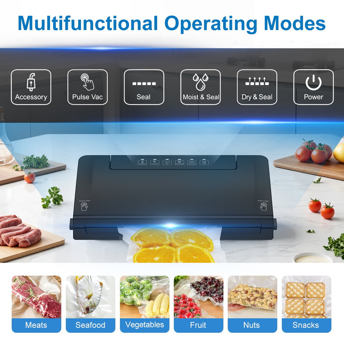 Mainstays Vacuum Sealer with Built-in Cutter and Roll Storage, 1 Vacuum Seal Roll Included , Black - new