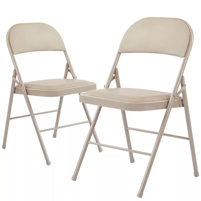Set of 2 MyDepot Folding Chair with Leather Cushions and Sturdy Metal, for Indoor and Outdoor - new
