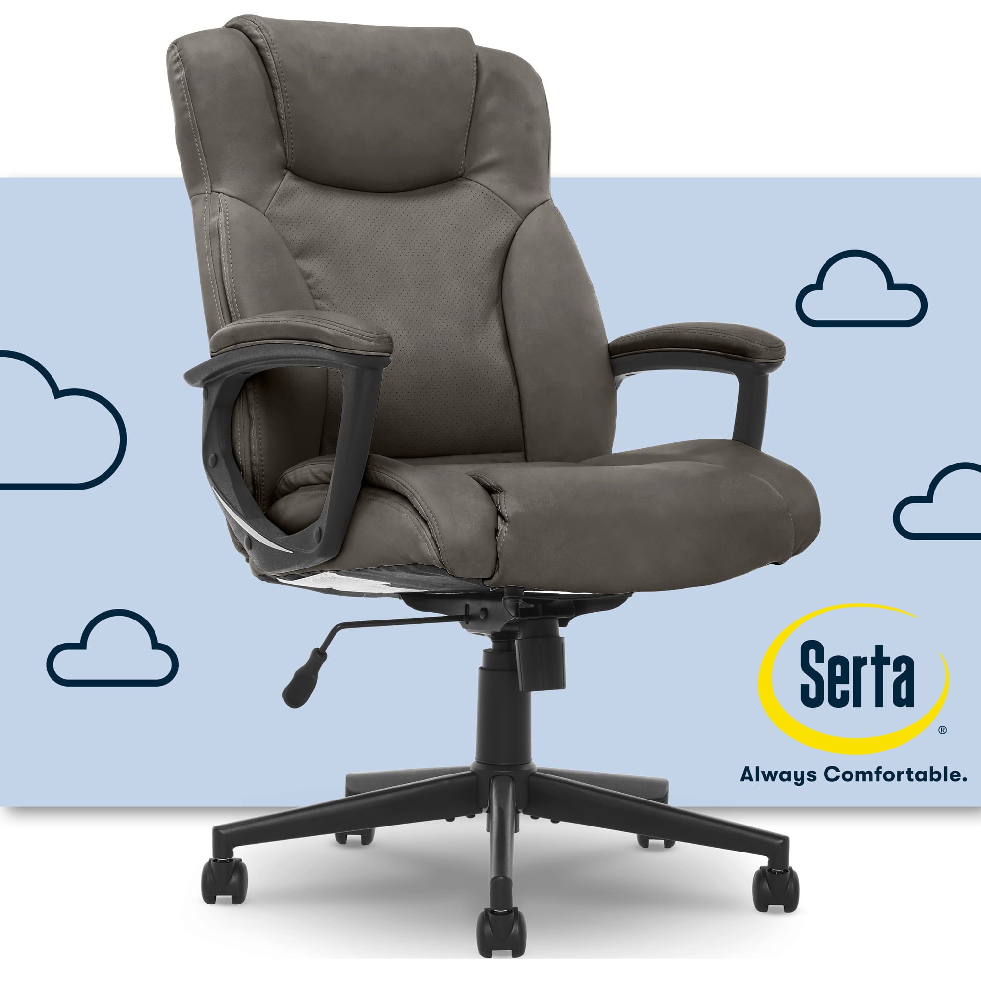 Serta Connor Office Chair Gray Bonded Leather - new