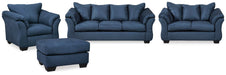 Darcy Blue Darcy Sofa, Loveseat, Chair and Ottoman
