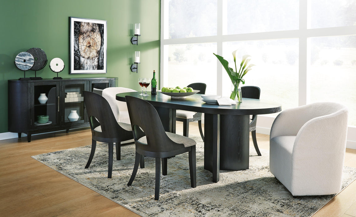 Rowanbeck Black Rowanbeck Dining Table and 6 Chairs