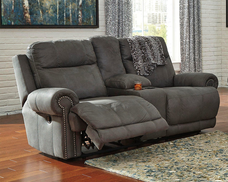 Austere Gray DBL Rec Loveseat w/Console