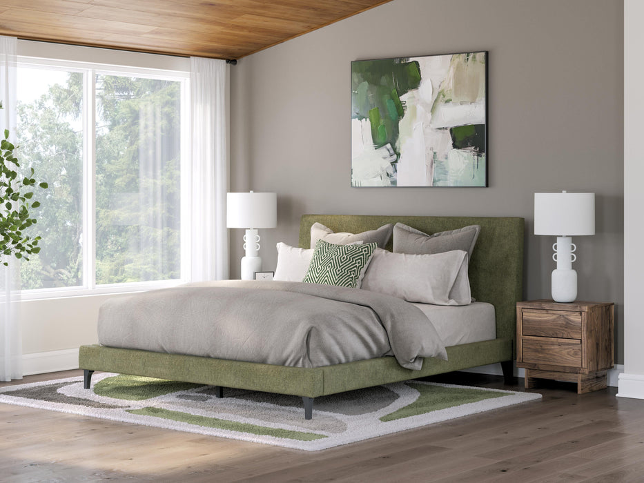 Zadilyn Sage Green Cal King UPH Bed w/Roll Slats