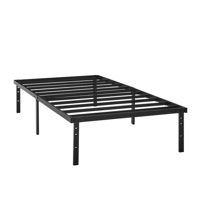 Mainstays Twin 14" Heavy Duty Steel Slat Platform Bed Frame with Storage Space Under Frame, No Box Spring Required, Black - open_box