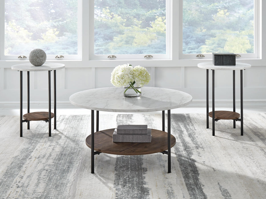 Wrenwich Brown/Black/White Occasional Table Set (3/CN)