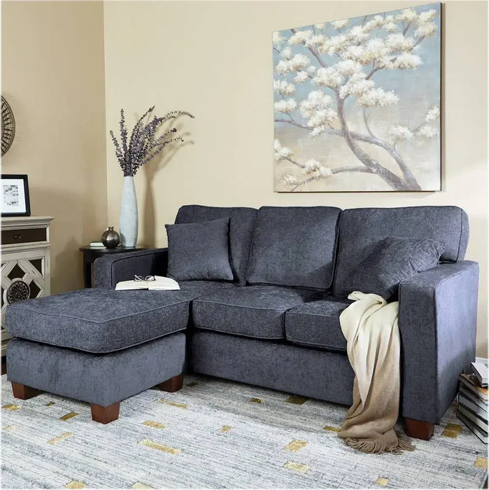 OSP Home Furnishings - Russell L-Shape Sectional Sofa - Navy - open_box