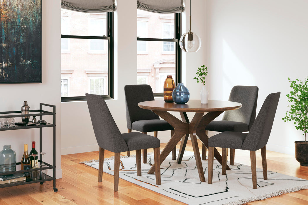 Lyncott Charcoal/Brown Lyncott Dining Table and 4 Chairs