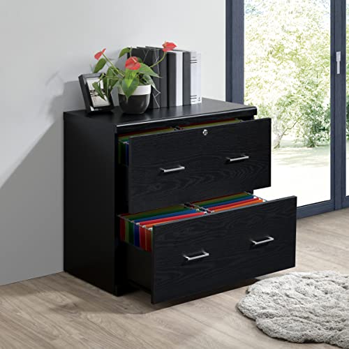 OSP Home Furnishings Alpine 2-Drawer File Cabinet with Lockdowel Fastening System, Lateral, Black - new