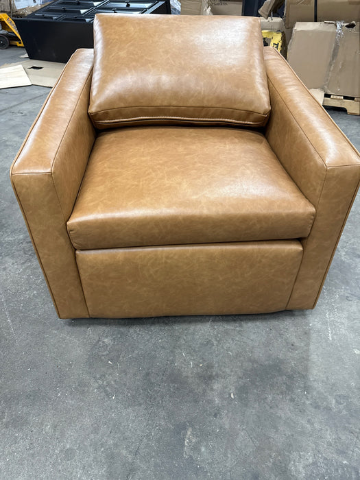 Better Homes & Gardens Steele Swivel Accent Chair, Camel Faux Leather - new