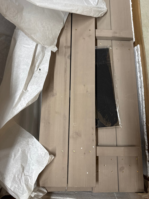 Best Choice Products Kids' Outdoor Wooden Sandbox Large, Cedar Wood with Foldable Bench Seats and Sand Protection, Bottom Liner Included - Brown - open_box