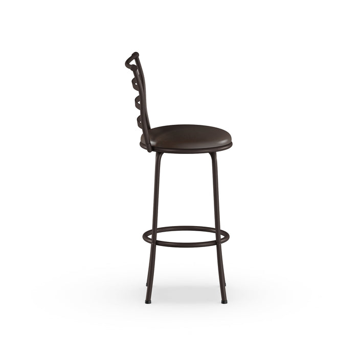 Mainstays 3 Pack Indoor Adjustable 24" or 29" Bronze Ladder Back Swivel Barstool, Espresso Vegan Leather Seat - new