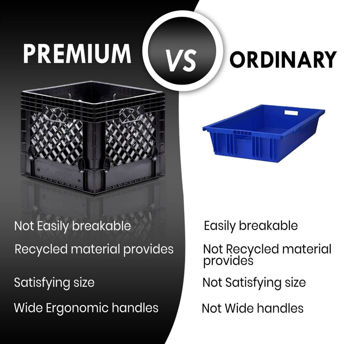 Juggernaut Storage 16QT Heavy-Duty Plastic Square Milk Crate Black - open_box
