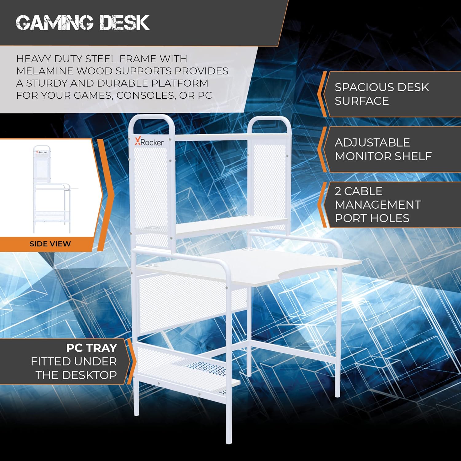 X Rocker Icarus Gaming Desk, White - open_box