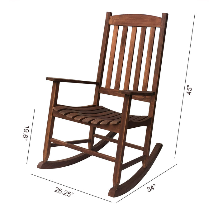 Mainstays Outdoor Wood Porch Rocking Chair, Dark Brown - new