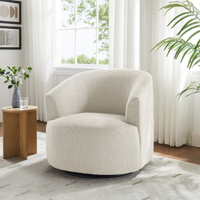 Mainstays Boucle Swivel Accent Chair, Cream - new