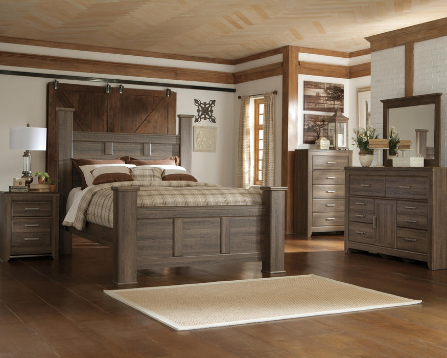 Juararo Dark Brown Juararo Queen Poster Bed