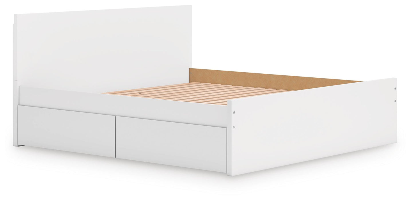 Onita White Onita King Panel Platform Bed with 2 Side Storage