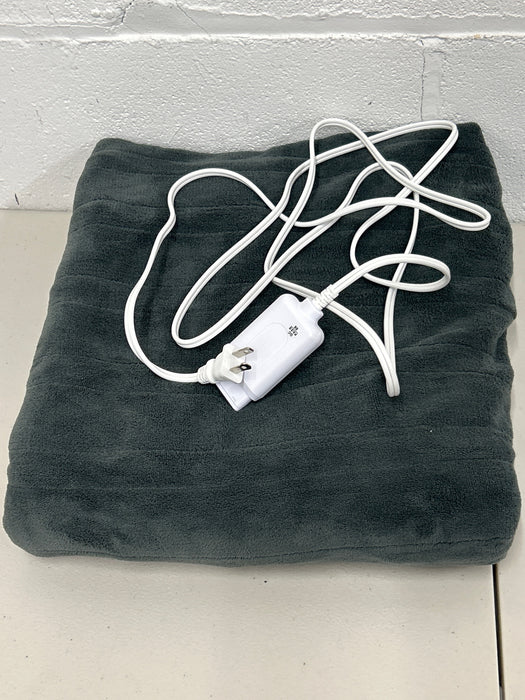 Sunbeam On-the-Go Cordless Heated Throw Blanket Microplush Gray 4 Heat Settings 50" x 60" - new