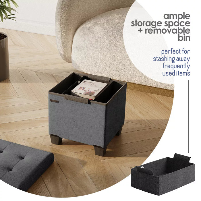 StorageBud Storage Ottoman for Bedroom End of Bed, Fabric Storage Bench, Large Storage Ottoman Bench, Entryway Bench with Storage - open_box